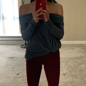 Velvet by graham&Spencer Gray off the shoulder top